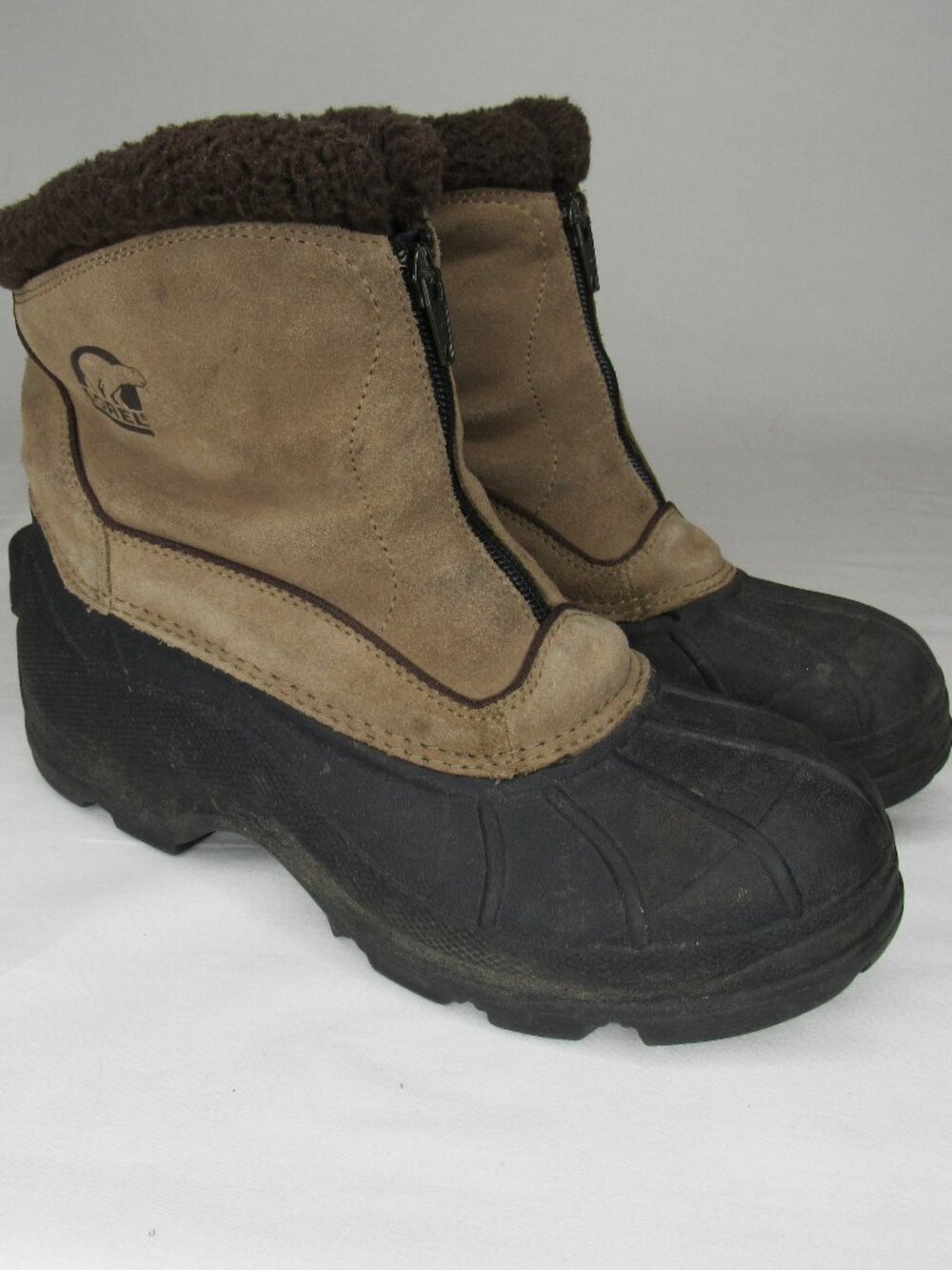 Sorel Tan CRESTWYND Suede Zip Front Winter Booties Women's 8